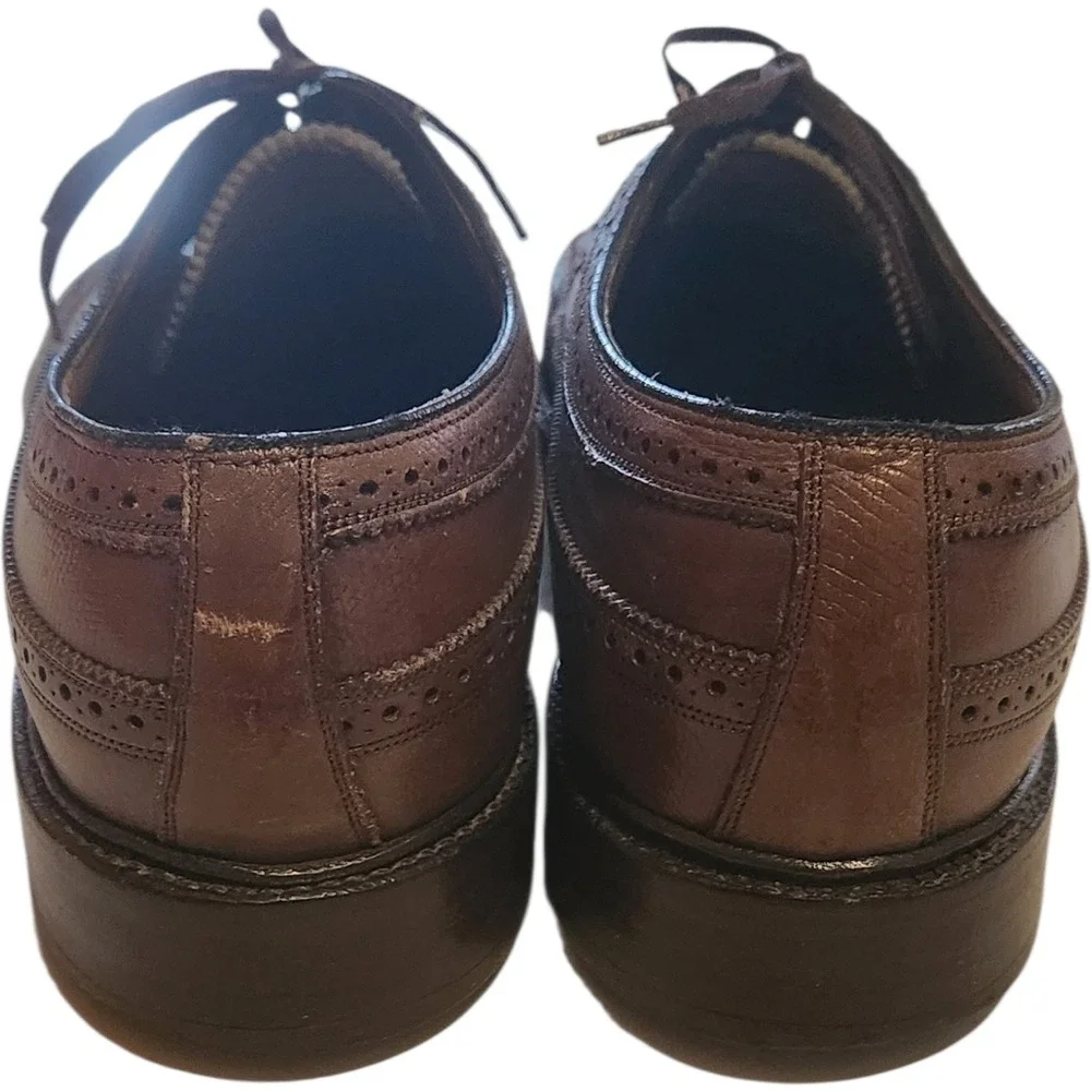 Florsheim Imperial Kenmoor Brown Pebble Grain Longwing Wingtip Shoes Mens 10.5 C